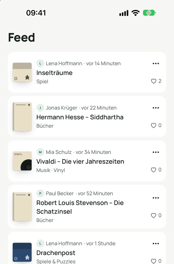 Der Feed in Stöbr zeigt, was Freunde zuletzt hinzugefügt haben.
